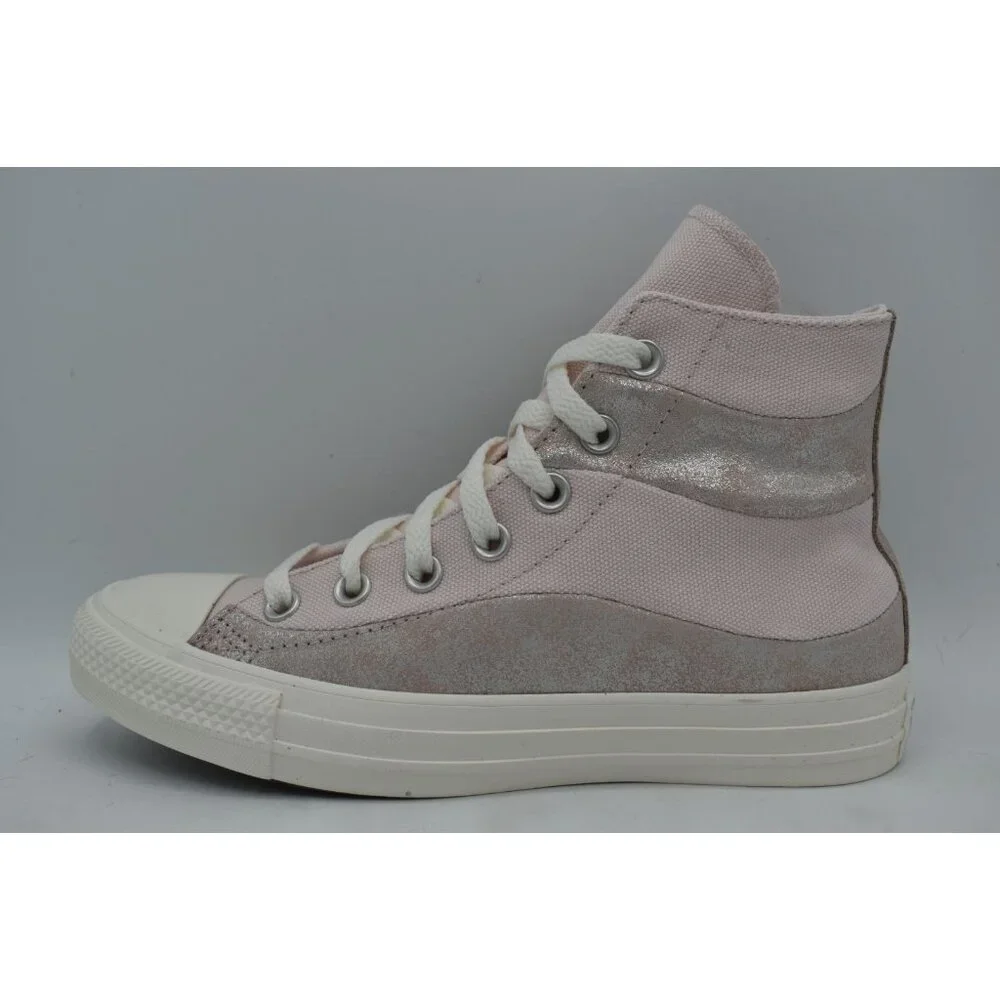 Converse Women 7 Chuck Taylor All Star Suede Canvas Blush High Top Sneaker Shoes